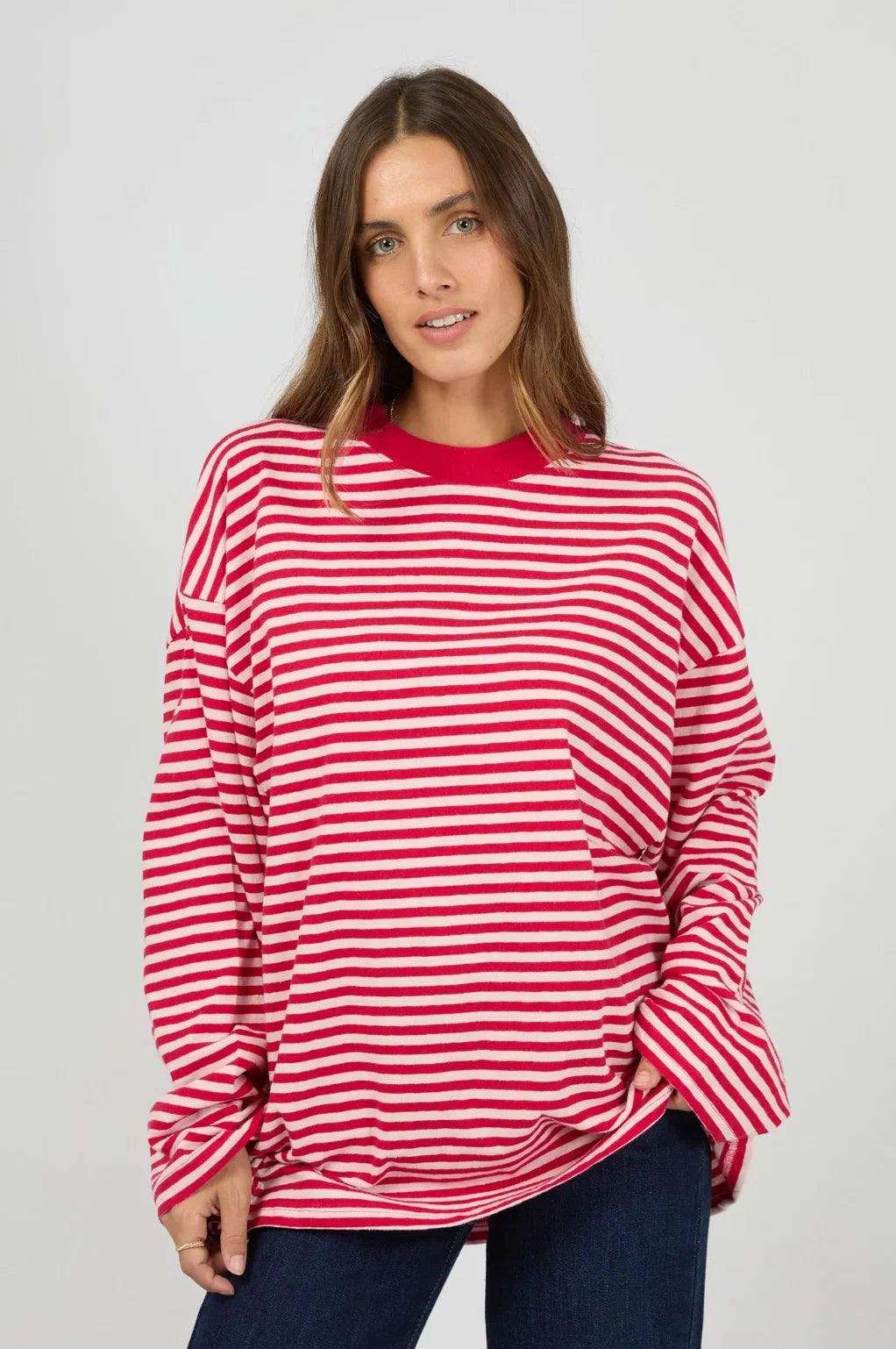 Paloma LS Stripe Tee - Ruby
