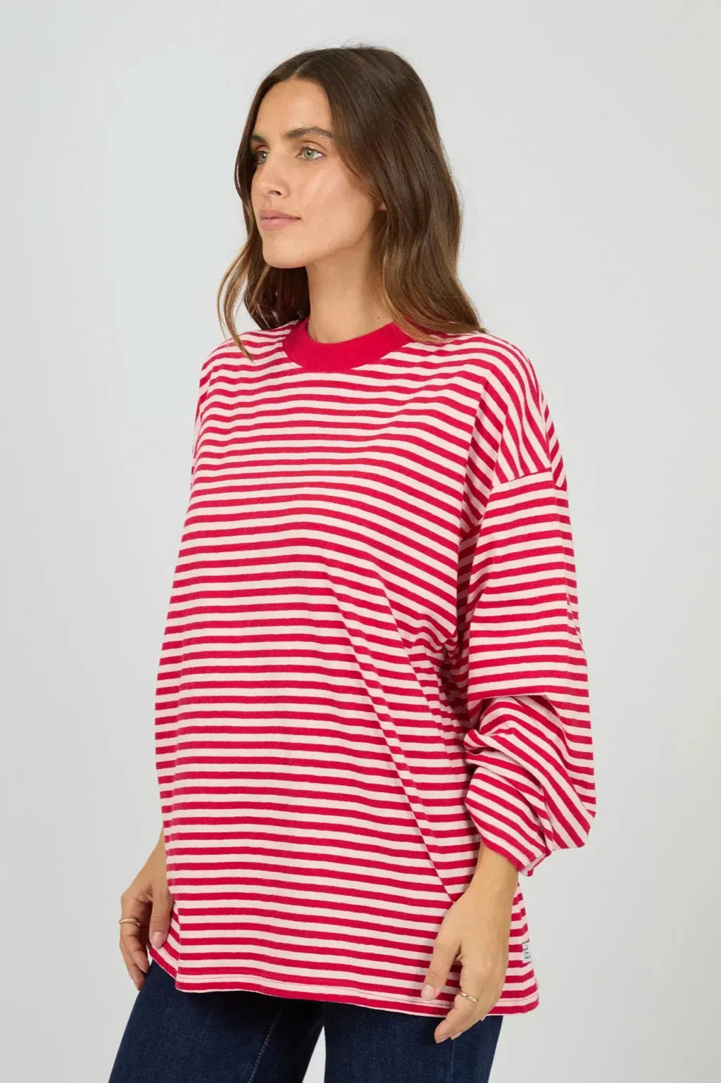 Paloma LS Stripe Tee - Ruby