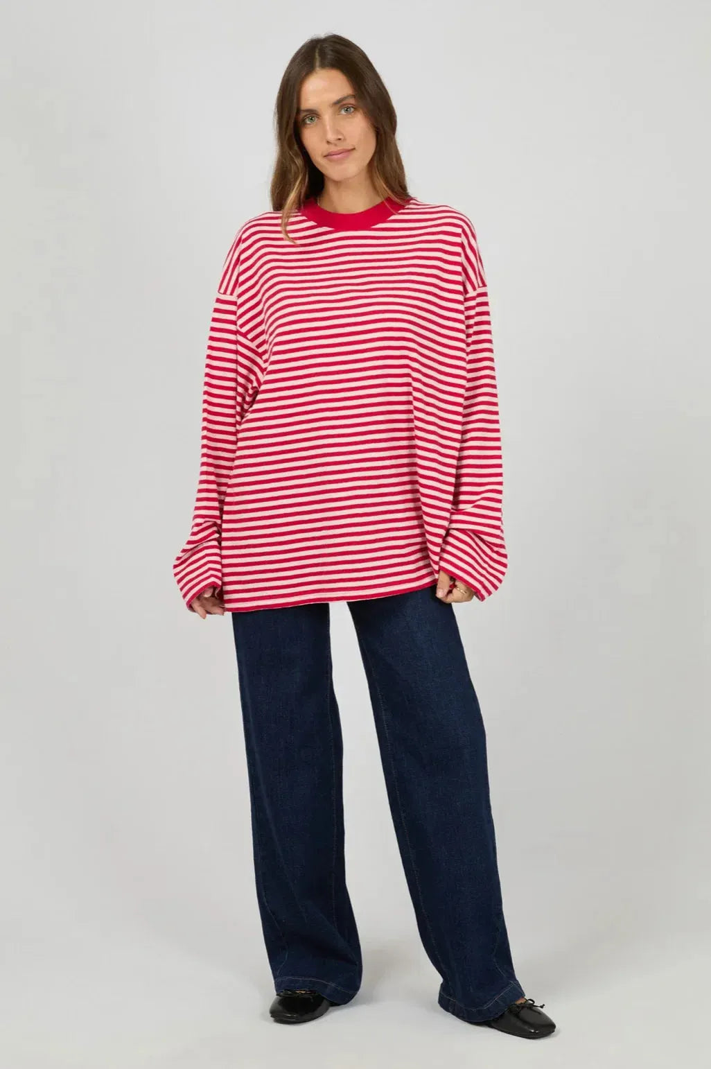 Paloma LS Stripe Tee - Ruby