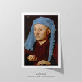 Man with a Blue Chaperon  Van Eyck  Art Print by Without A Frame - Oil Painting canvas print
