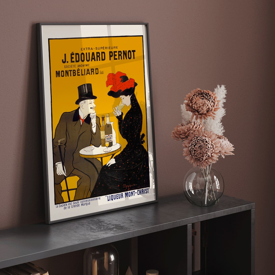 Homme et femme au caf Poster by Moryarty - Oil Painting canvas print