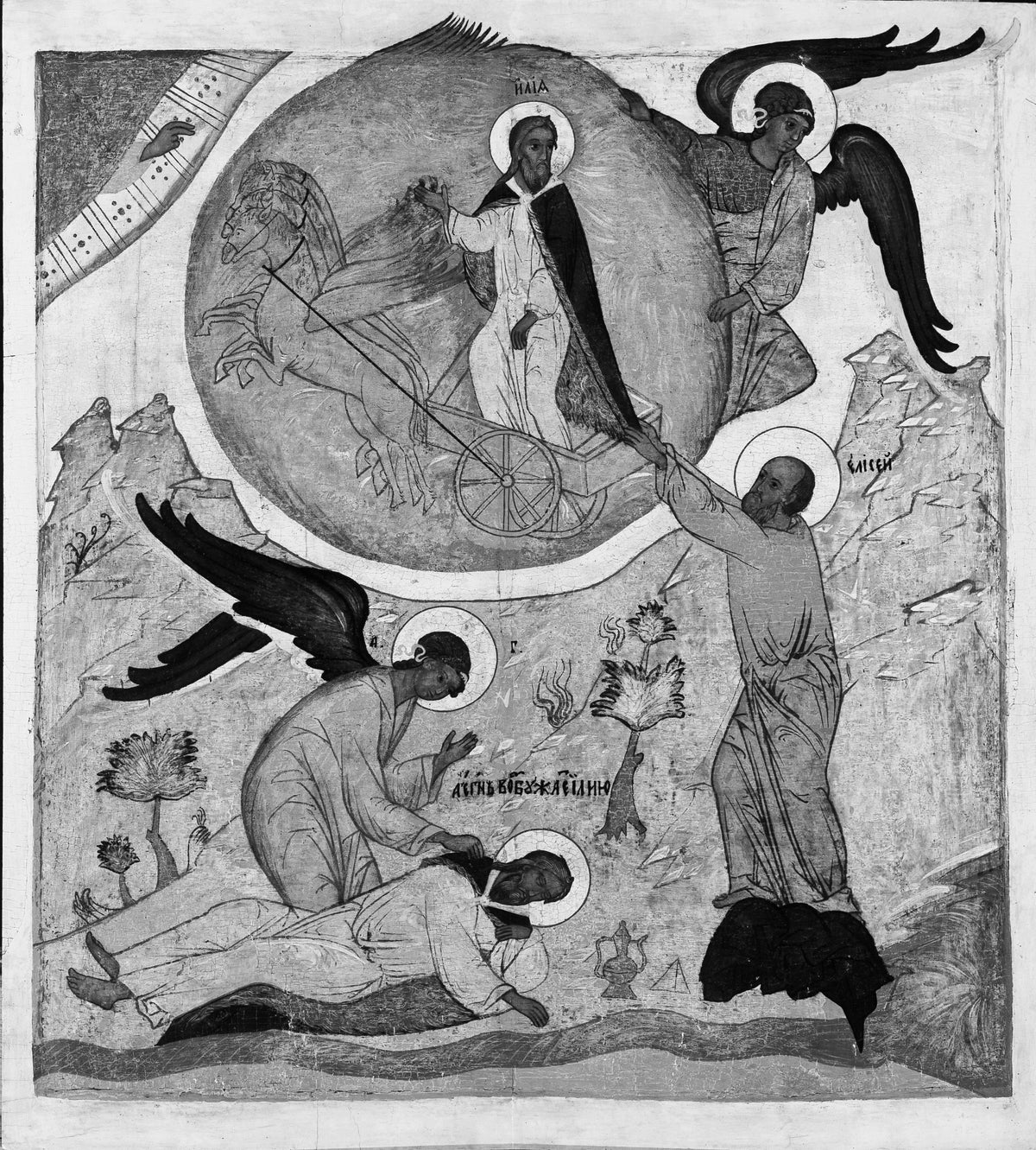 Saint Elias's Fiery Ascension by Russian Painter - Tempera canvas print