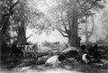Environs of Fontainebleau Woodland and Cattle by Auguste-François Bonheur - Oil Painting canvas print