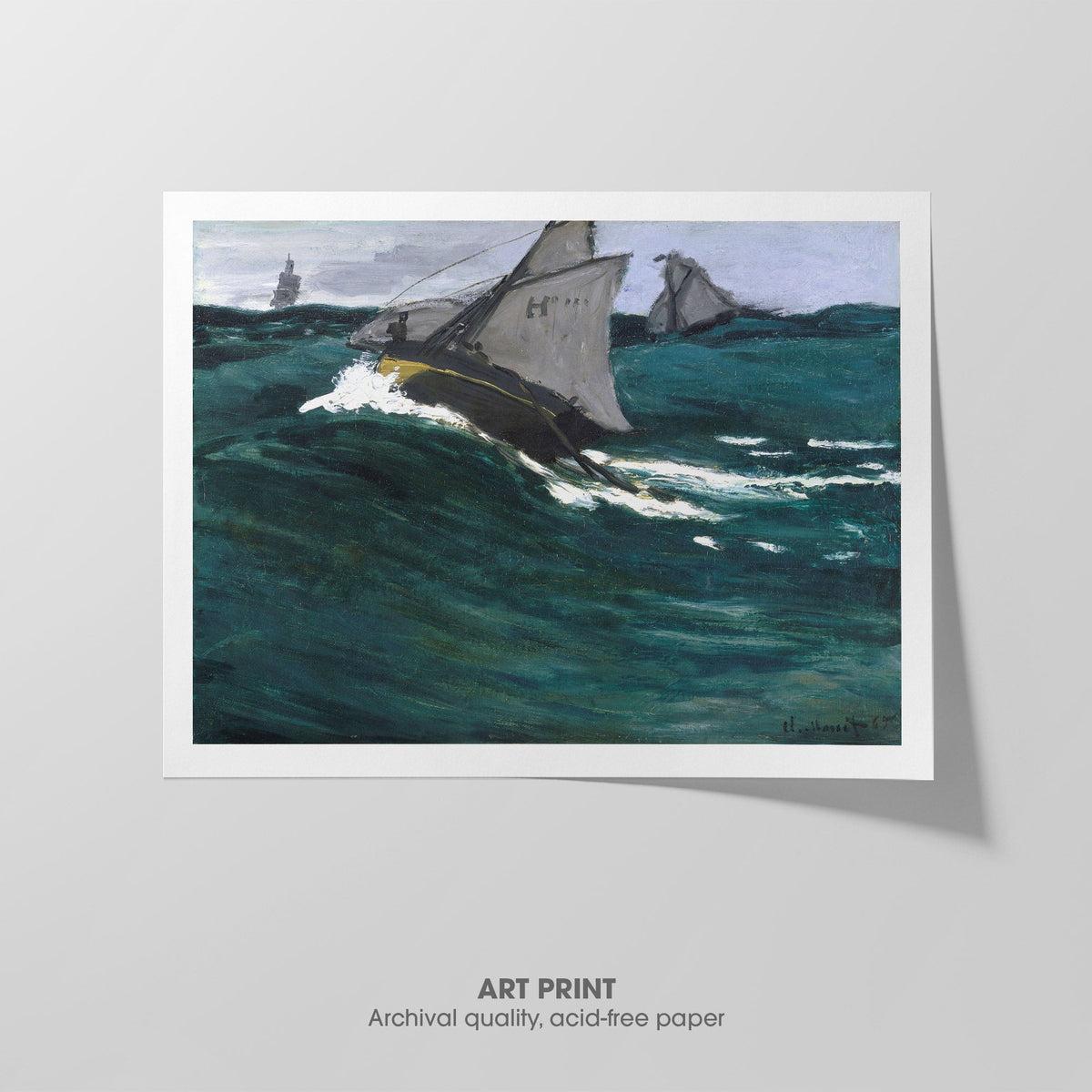 The Green Wave  Monet  Art Print by Without A Frame - Oil Painting canvas print
