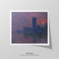Parliament, Setting Sun  Monet  Art Print by Without A Frame - Oil Painting canvas print