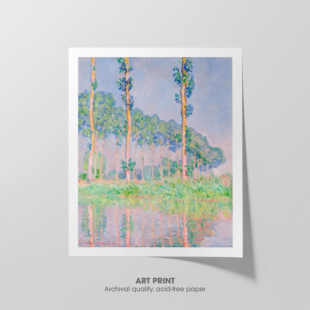 Poplars, Pink Effect  Monet  Art Print by Without A Frame - Oil Painting canvas print