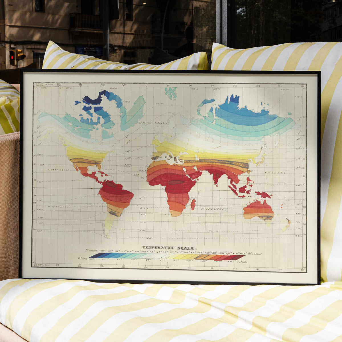 Carte mondiale des tempratures Poster by Moryarty - Oil Painting canvas print