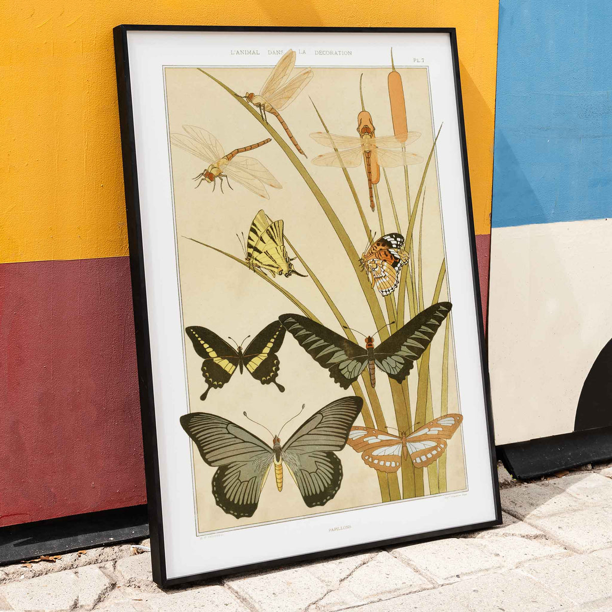 Papillons et Roseaux Poster by Moryarty - Oil Painting canvas print