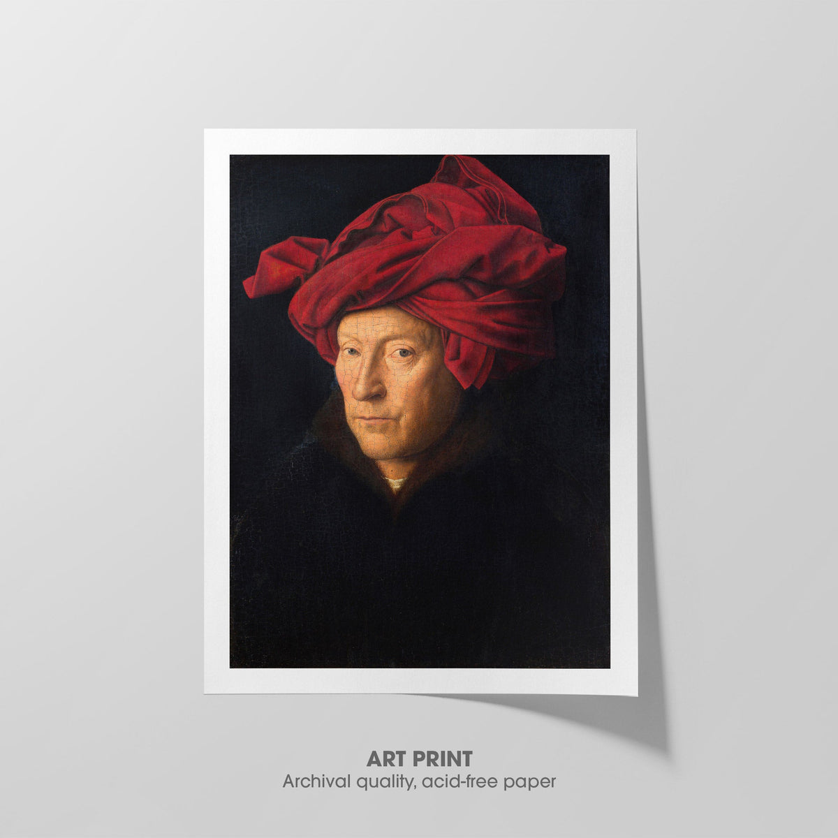 Man in a Red Turban  Van Eyck  Art Print by Without A Frame - Oil Painting canvas print