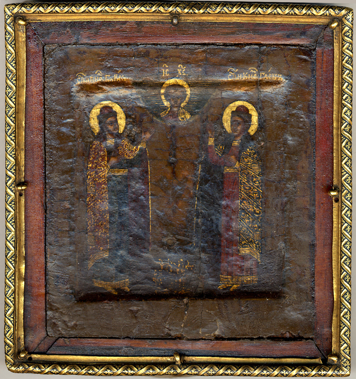 The Christ Child with Saints Boris and Gleb by Russian Painter - Tempera canvas print