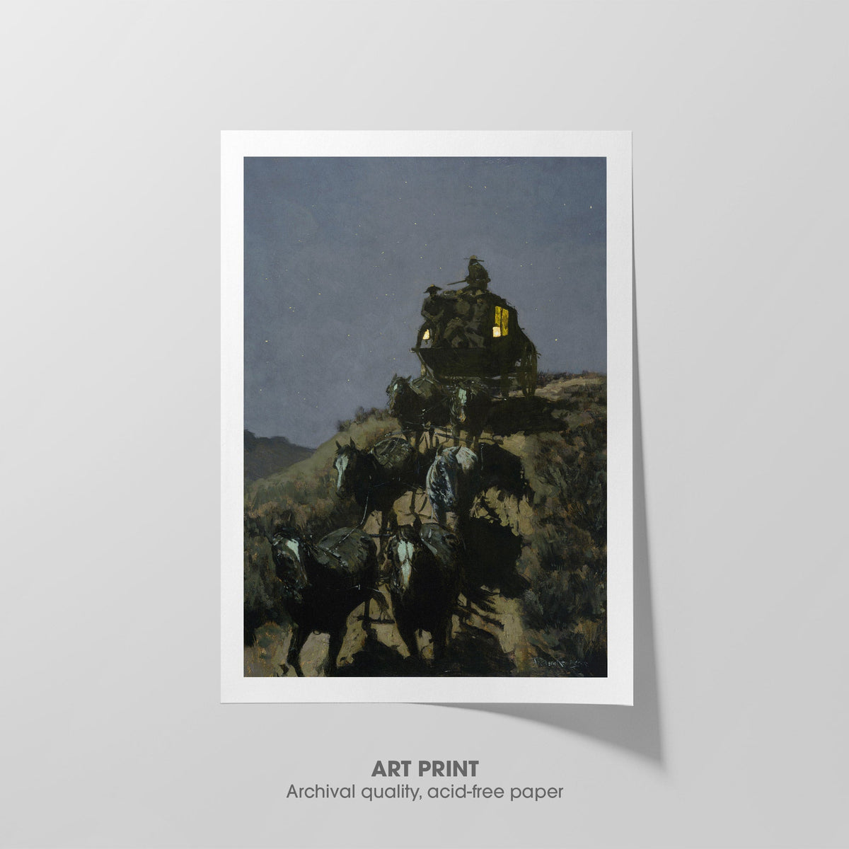 The Old Stage-Coach of the Plains  Remington  Art Print by Without A Frame - Oil Painting canvas print