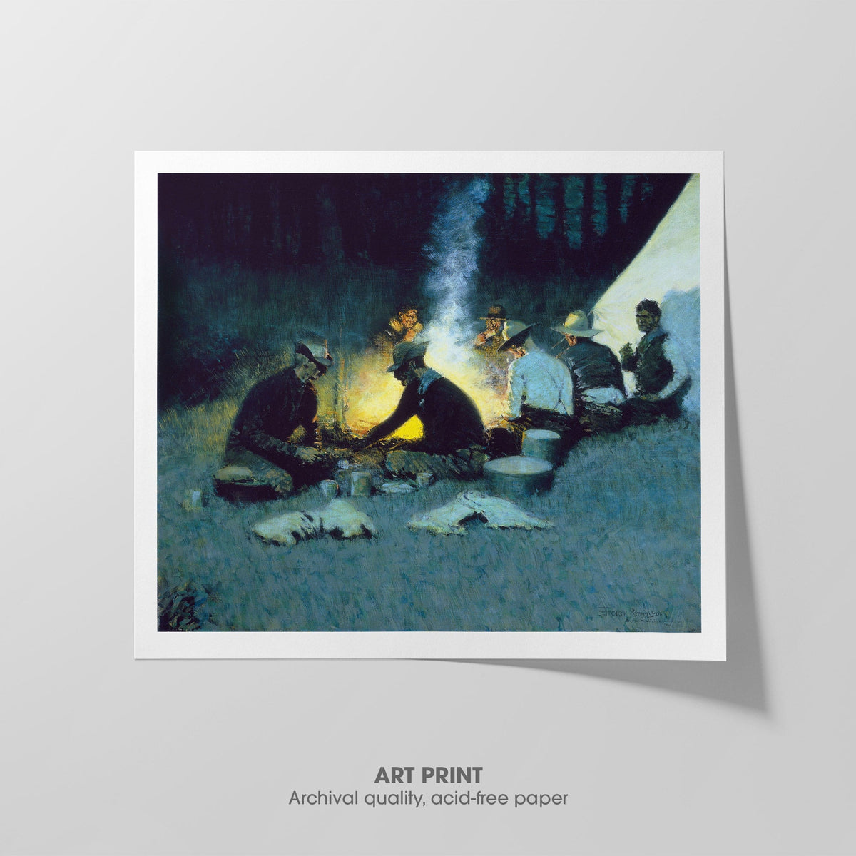 Hunter's Supper  Remington  Art Print by Without A Frame - Oil Painting canvas print