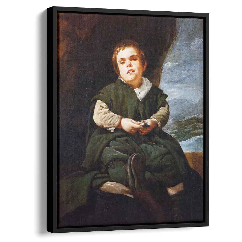 The Court Dwarf, Don Franciso Lezcano called 'El Nino de Vallecas' by Diego Velazquez by Diego Velazquez - Baroque canvas print