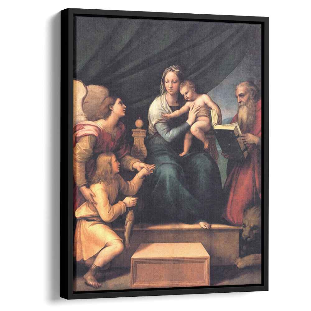 The Madonna of the Fish The Madonna with the Archangel Gabriel and St. Jerome 1513 by Raphael by Raphael - Renaissance canvas print
