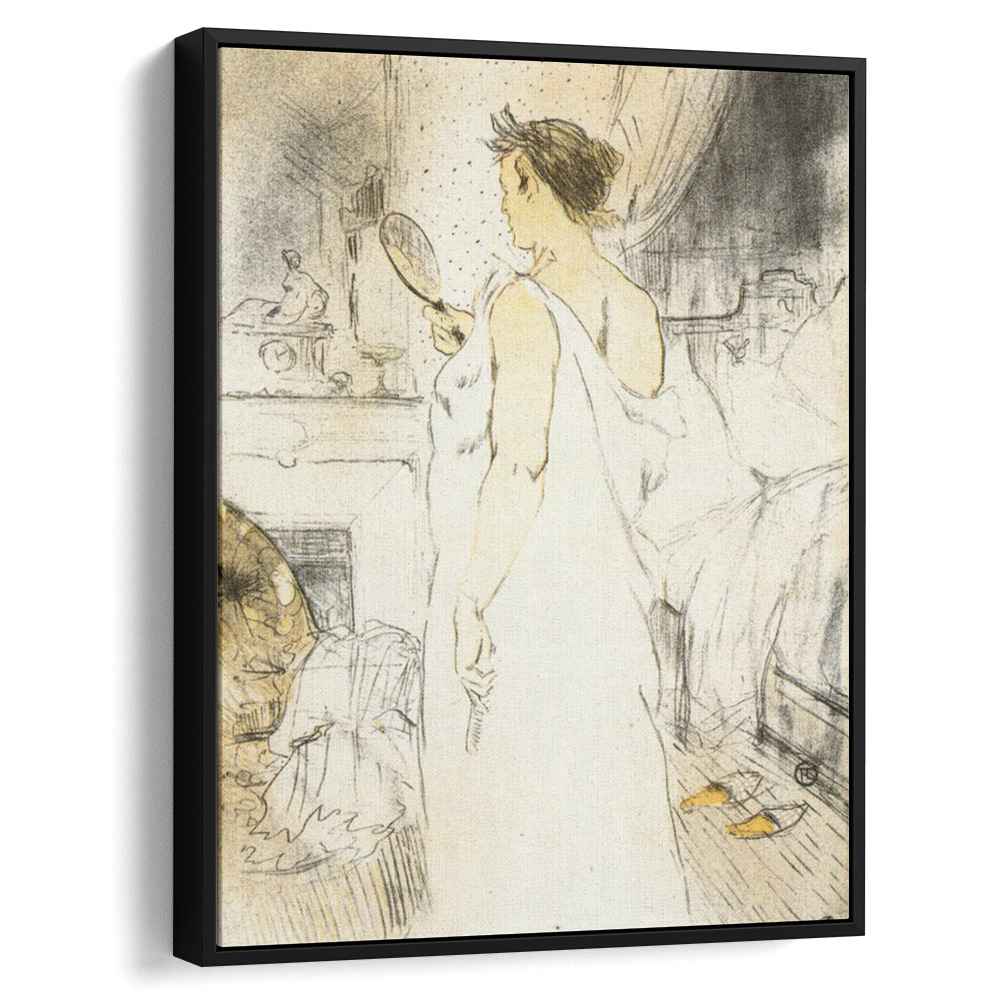 They Woman Looking into a Hand Held Mirror 1896 by Henri de Toulouse-Lautrec by Henri de Toulouse-Lautrec - Post-Impressionist canvas print