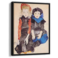 Two Little Girls 1911 by Egon Schiele by Egon Schiele - Expressionist canvas print
