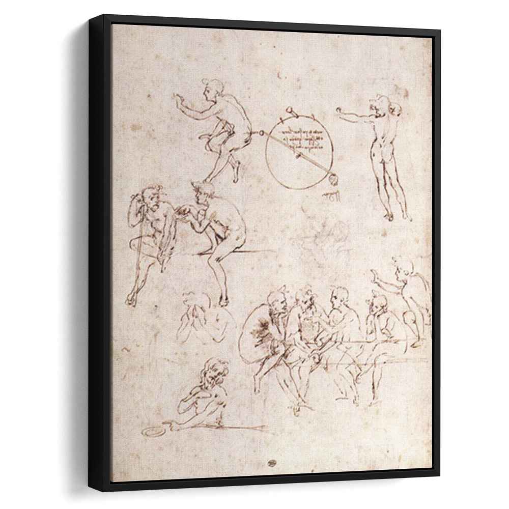 Various figure studies 1490 by Leonardo da Vinci by Leonardo da Vinci - Renaissance canvas print