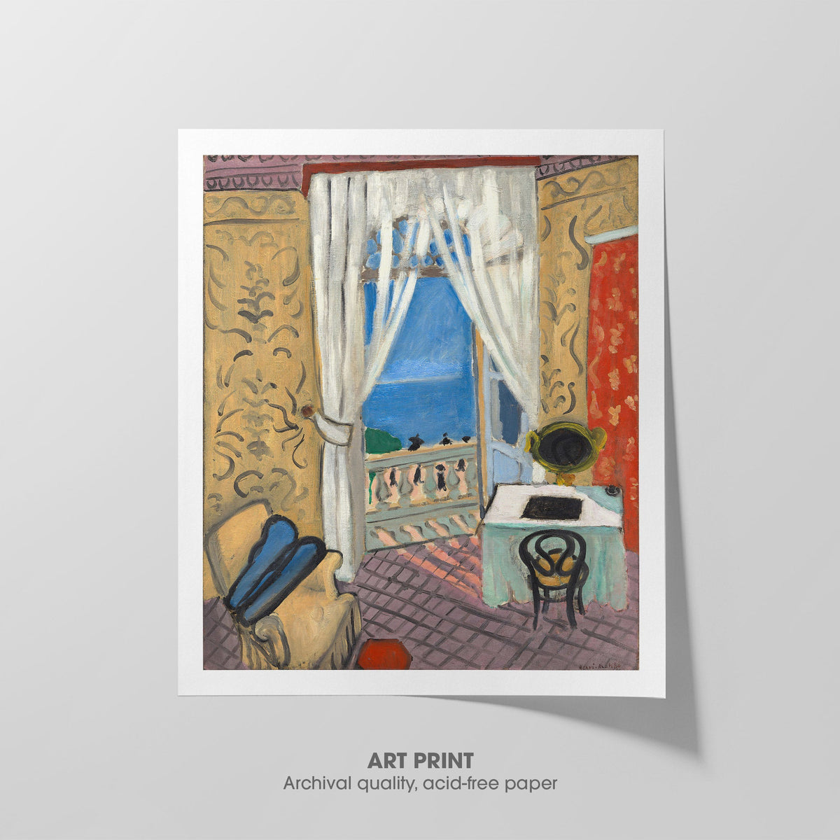 Interior with a Violin Case  Matisse  Art Print by Without A Frame - Oil Painting canvas print