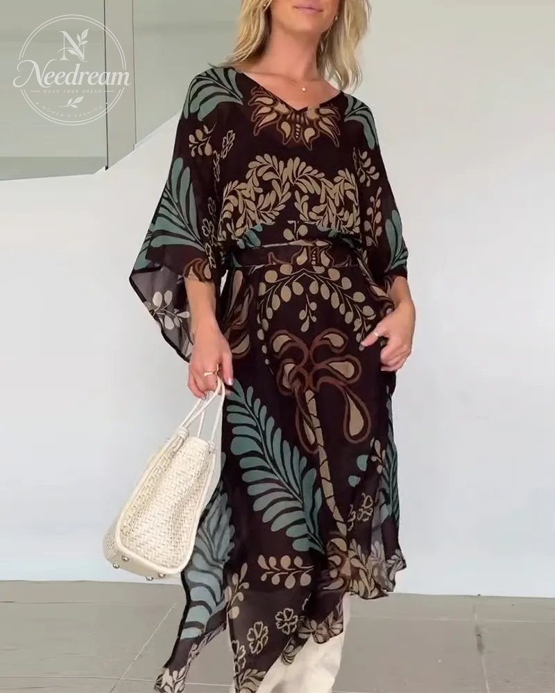 Bohemian V-Neck Loose Dress