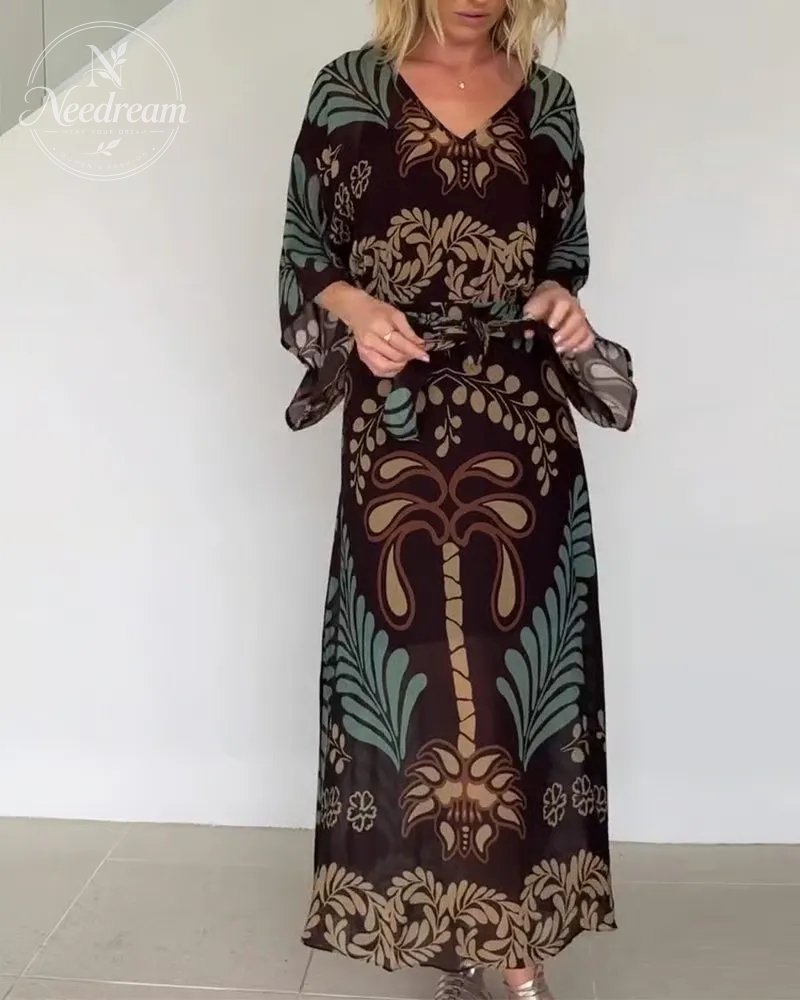 Bohemian V-Neck Loose Dress