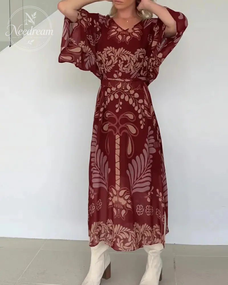 Bohemian V-Neck Loose Dress