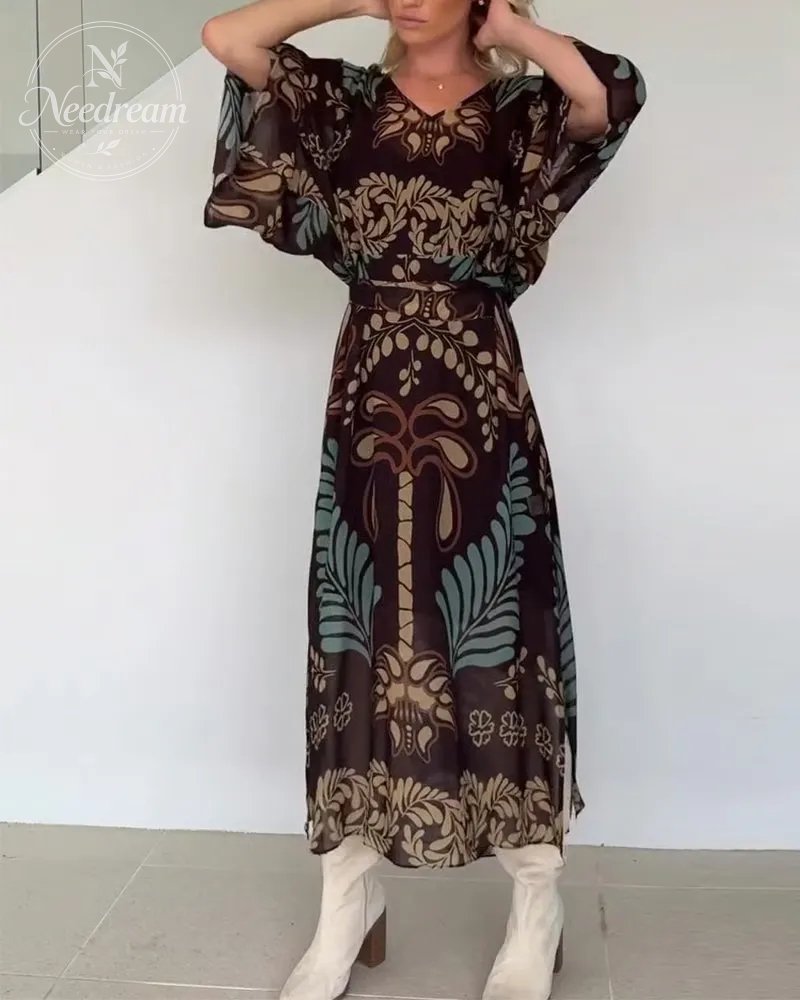 Bohemian V-Neck Loose Dress