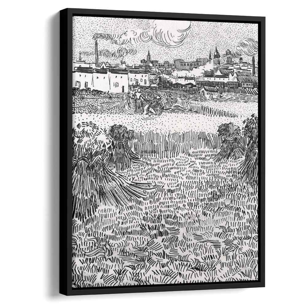 Wheat Field with Sheaves and Arles in the Background 1888 by Vincent van Gogh by Vincent van Gogh - Post-Impressionist canvas print