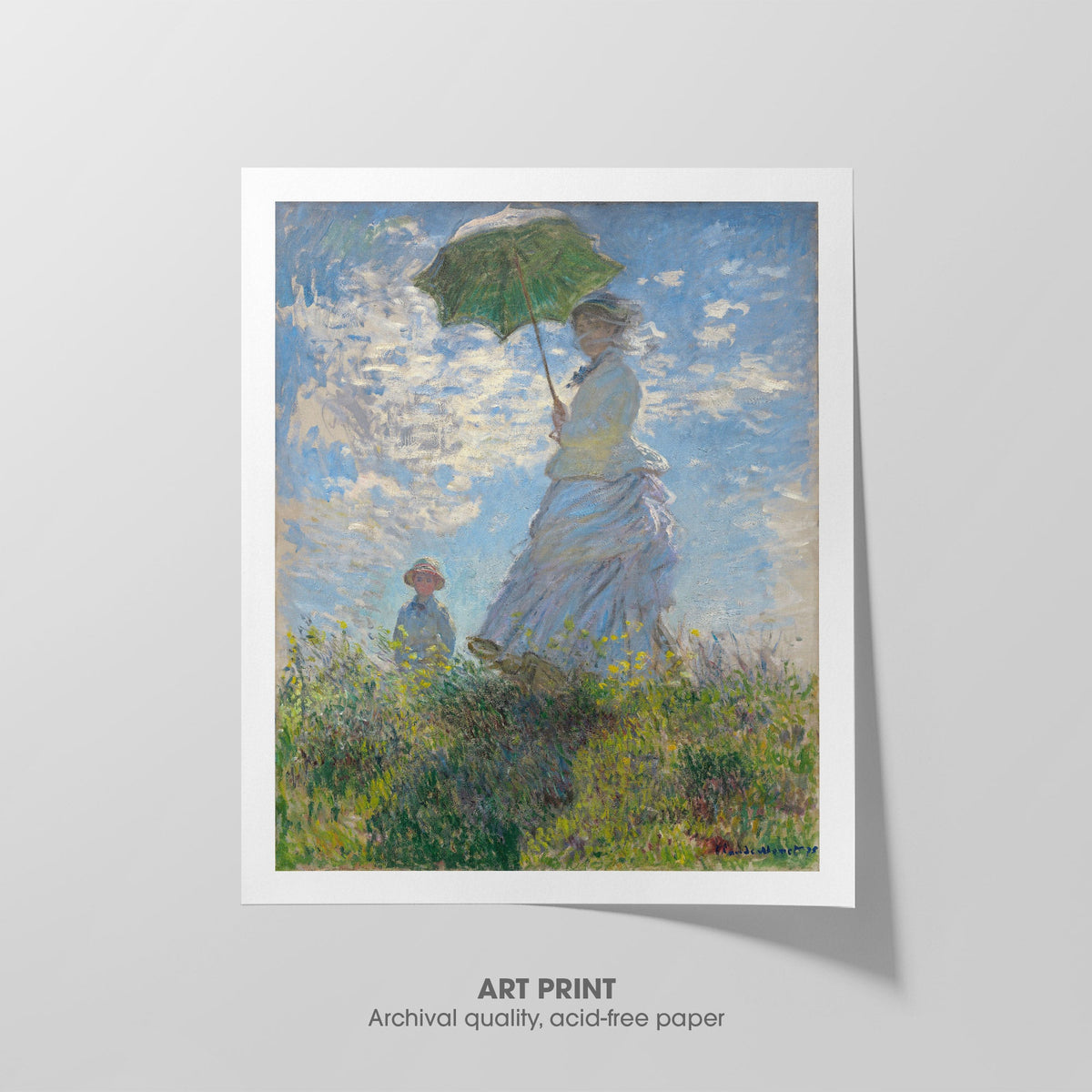 Woman with a Parasol  Monet  Art Print by Without A Frame - Oil Painting canvas print