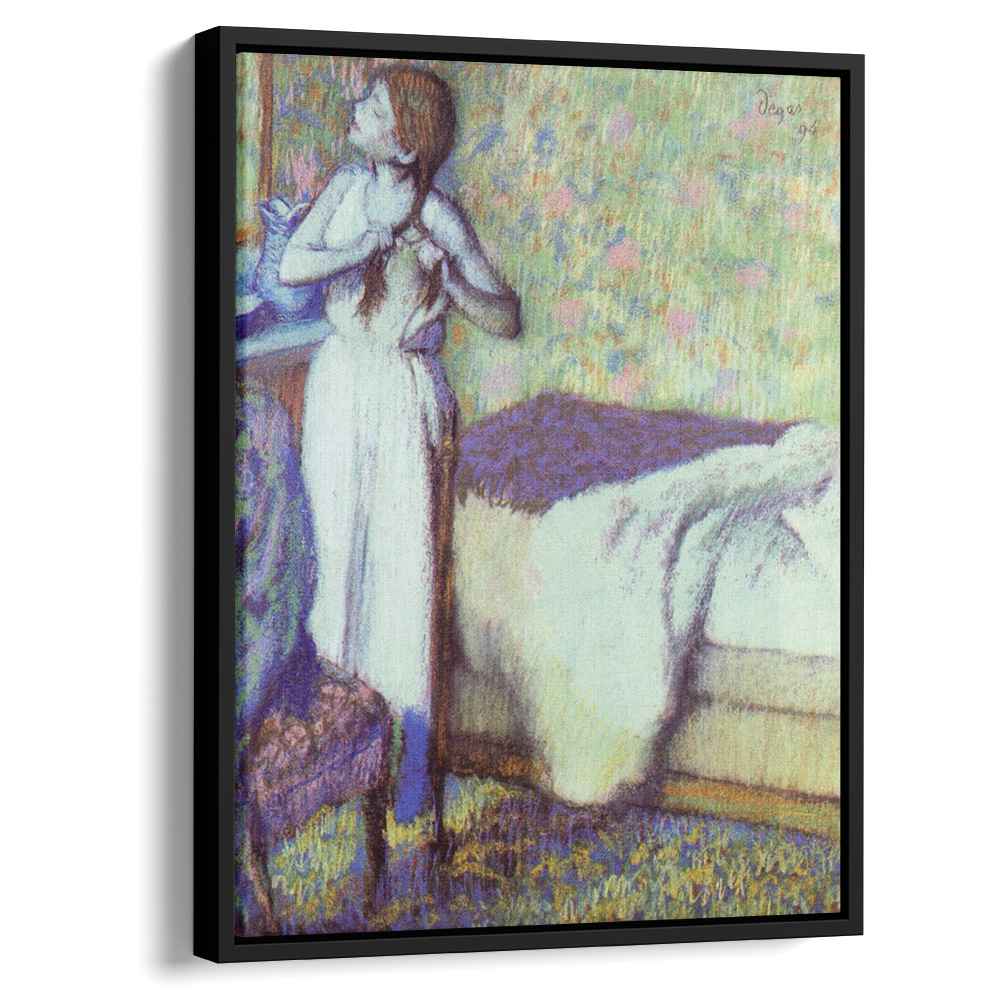 Young Girl Braiding Her Hair 1894 by Edgar Degas by Edgar Degas - Impressionist canvas print
