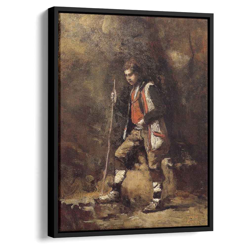Young Italian Patriot in the Mountains 1855 by Camille Corot by Camille Corot - Realist canvas print